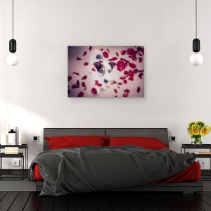 Tablou canvas - Ploaie De Trandafiri Rosii, Portret, Caini, Caine, Conceptual, Trandafiri, 80 x 120 cm - Img 3