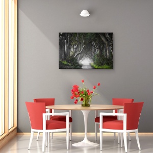Tablou canvas - Poteci intunecate, Peisaj, Copaci, Ceata, Fantezie, 80 x 120 cm - Img 4