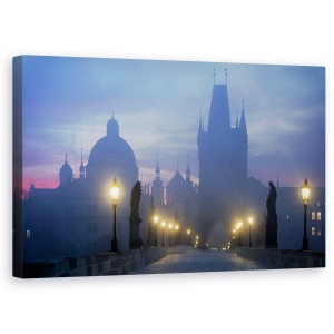 Tablou canvas - Praga Se Trezeste, Rasarit De Soare, Pod, 50 x 80 cm