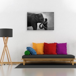Tablou canvas - Prieten, Elefant, Om, Vanator, Thailanda, Relatii, 80 x 120 cm - Img 2