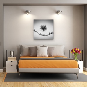 Tablou Canvas - Prins, Copac, Iarna, Zapada, Alb-Negru, 90 x 90 cm - Img 3