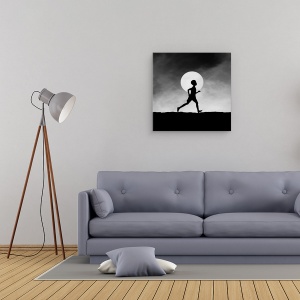 Tablou canvas - Prinzatorul de Vise, Baiat, Pusti, Copil, Montare, Silueta, Luna, 60 x 60 cm - Img 2