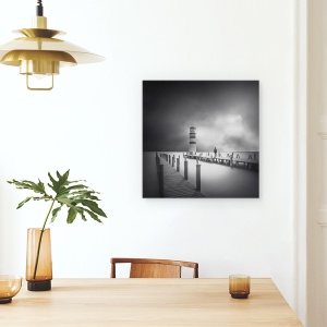Tablou canvas - Punct De Vedere, Peisaj, Alb-Negru, Poveste, Soare, 90 x 90 cm - Img 4