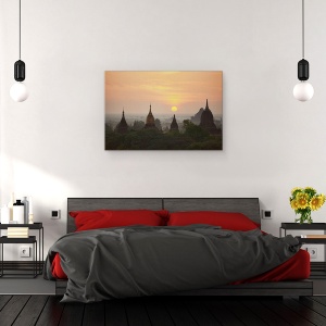 Tablou canvas - Rasarit De Soare Bagan, Myanmar, Birmania, Templu, 60 x 90 cm - Img 4
