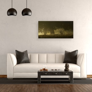 Tablou canvas - Rasarit De Soare Magic, Elan, Cerb, Coarne De Cerb, Silueta, 50 x 100 cm - Img 2