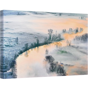 Tablou canvas - Rasarit de Soare, Peisaj, Toamna, Adda, Italia, Aur, 60 x 90 cm