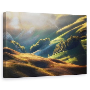 Tablou canvas - Rasarit in Toscana, Peisaj, Deal, Camp, Dimineata, 60 x 90 cm