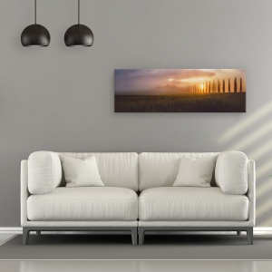 Tablou canvas - Rasarit in Toscana, Toscana, Soare, Rasarit de Soare, Zori, Dimineata, Devreme, 30 x 90 cm - Img 2