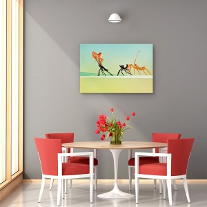 Tablou canvas flori și insecte portocaliu 60x90 cm