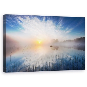 Tablou Canvas - Reflecţie, Peisaj Marin, Ceata, Rasarit, Cer, Lac, Reflectie, 50 x 80 cm