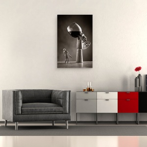 Tablou canvas - Refuzat, Mana, Sticla, Pahar De Vin, Alb-Negru, 60 x 90 cm - Img 2
