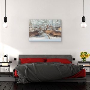 Tablou canvas - Reni, Animale, Iarna, 80 x 120 cm - Img 2