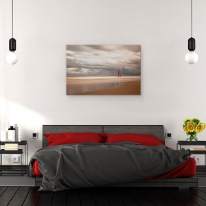 Tablou canvas - Rosu, Peisaj, Plaja, Rosu, Nisip, Mare, 40 x 60 cm - Img 3