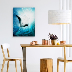 Tablou canvas - Scafandru, Manta, Soare, Raze, 75 x 100 cm - Img 4