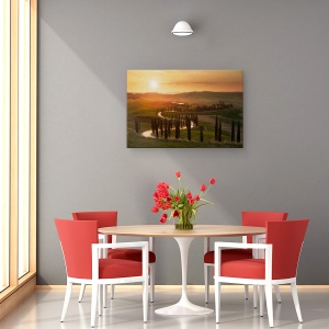 Tablou canvas - Seara Toscana, Italia, Ceata, Apus De Soare, 80 x 120 cm - Img 4