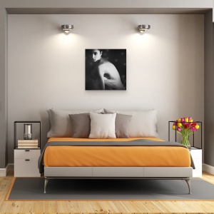 Tablou canvas - Secrete, Alb-Negru, Studio, Model, Portret, Persoana, 90 x 90 cm - Img 3