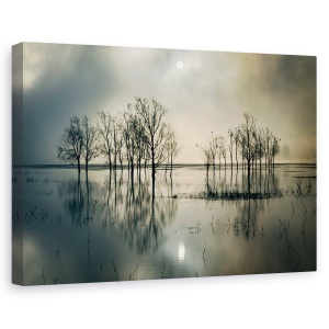 Tablou canvas - Secretul Lacului, Rasarit De Soare, Apa, Ceata, Soare, 40 x 60 cm