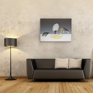 Tablou canvas - Si Acum? Mananci? , Spaghete, Par, Furculita, Lingura, Arta, 75 x 100 cm - Img 2