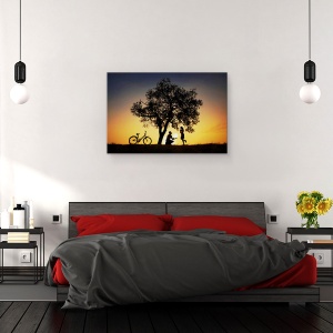 Tablou canvas - Soare Pentru Tine, Romantism, Apus De Soare, Bicicleta, 80 x 120 cm - Img 3