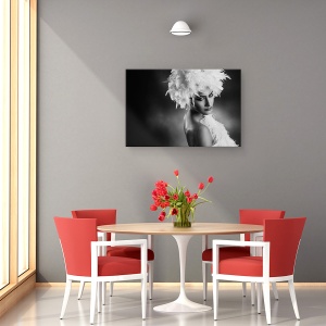 Tablou canvas - Stea, Portret, Alb-Negru, Palarie, Moda, 60 x 90 cm - Img 4