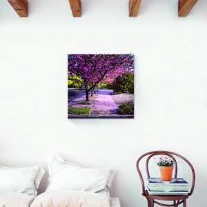 Tablou decorativ living cu flori de cireșe pe canvas 60x60 cm