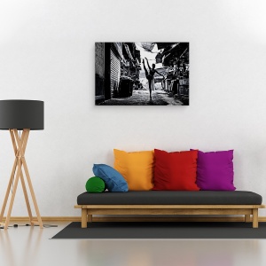 Tablou canvas - Strada, Performanta, Alb-Negru, Alee, Balet, Balerina, 60 x 90 cm - Img 2