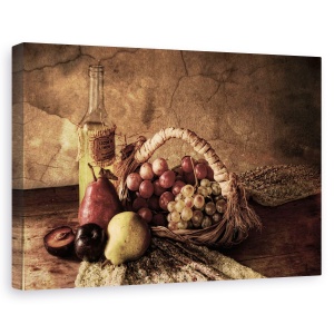 Tablou canvas - Struguri, Cos, Pere, Prune, Masa, 60 x 90 cm