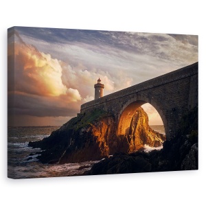 Tablou canvas - Sub Pod, Far, Soare, Apus De Soare, Ocean, 80 x 120 cm