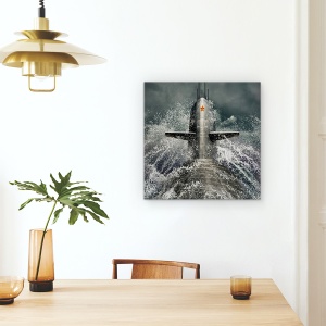 Tablou Canvas - Submarin, Montaj, Militar, Marina, Naval, 90 x 90 cm - Img 4