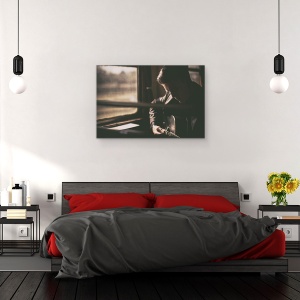Tablou canvas - Sunetul Inimii Tale, Portret, Om, Pasager, Muzica, Chitara, 60 x 90 cm - Img 3