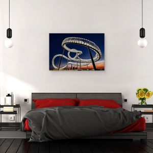 Tablou canvas - Tigru Si Broasca-Testoasa, Noapte, Curba, Oras, Arhitectura, Alb, 60 x 90 cm - Img 3