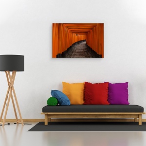 Tablou canvas - Tunel, Rosu, Zen, Japonia, Asiatic, Kyoto, 40 x 60 cm - Img 2