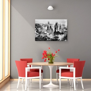 Tablou canvas - Turnurile Din Praga, Iarna, Acoperisuri, 80 x 120 cm - Img 4