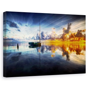 Tablou canvas - Un Timp Pentru Reflectie, Peisaj Marin, Rasarit De Soare, Golf, 60 x 90 cm