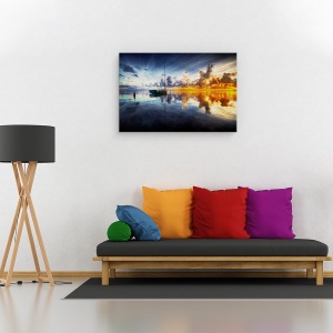 Tablou canvas - Un Timp Pentru Reflectie, Peisaj Marin, Rasarit De Soare, Golf, 60 x 90 cm - Img 2