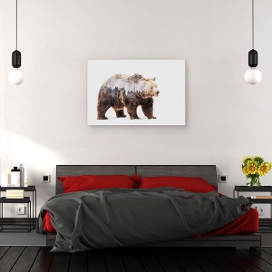 Tablou canvas - Urs, Padure, Ceata, Salbatic, Maro, 80 x 120 cm - Img 3