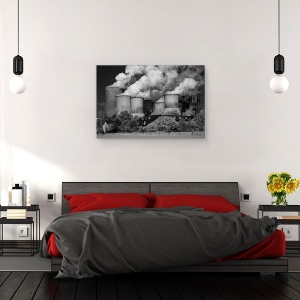 Tablou canvas - Vecinul Cel Bun, Industrie, Industrial, Fum, Poluare, Fabrica, 60 x 90 cm - Img 3