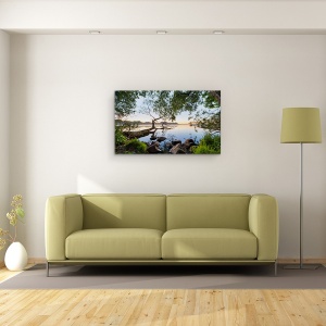 Tablou Canvas - Vedere La Lac, Peisaj, Copac, Jurnal, Frunze, Apa, 50 x 80 cm - Img 2