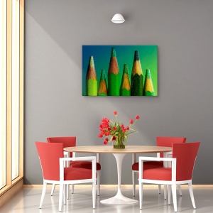 Tablou canvas - Verde, Natura moarta, Creioane, 80 x 120 cm - Img 4
