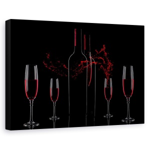 Tablou canvas - Vin Si Dragoste, Rosu, Natura Moarta, Sticla, 60 x 90 cm