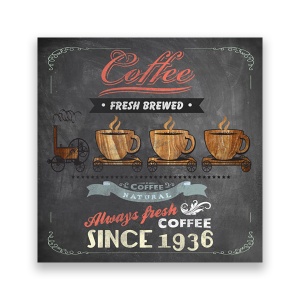 Tablou Canvas - Vintage, Coffee, Mocha, Bucatarie, 60 x 60 cm