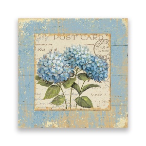 Tablou Canvas - Vintage, Floral, Post Card, Albastru, 60 x 60 cm