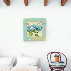 Tablou decorativ vintage floral pe canvas albastru 60x60 cm