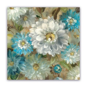 Tablou Canvas - Vintage, Flori, Alb-Albastru, 60 x 60 cm