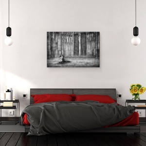 Tablou canvas - Violoncelistul, Joaca, Muzica, Retro, 40 x 60 cm - Img 3