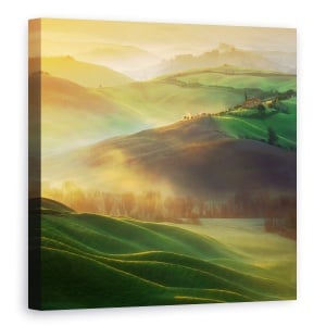 Tablou Canvas - Vise De Dimineata, Peisaj, Toscana, Vale, Casa, Lumina, 60 x 60 cm