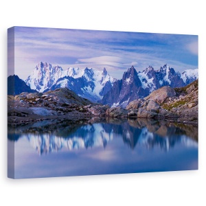 Tablou canvas - Visele Dinaintea Zorilor, Lac, Munti, Franta, Alpii, Chamonix, 60 x 90 cm