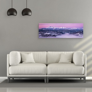 Tablou Canvas - Zori in Muntii Tatra, Panorama, Roz, Violet, 30 x 90 cm - Img 2