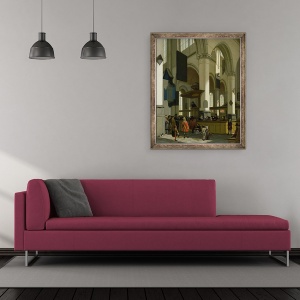 Tablou inramat - A. Storck - Interiorul Oude Kerk, Delft, 50 x 60 cm - Img 2