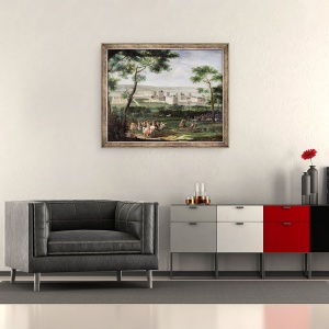 Tablou inramat - Adam Frans van der Meulen - Vedere la Chateau de Vincennes, 50 x 60 cm - Img 2